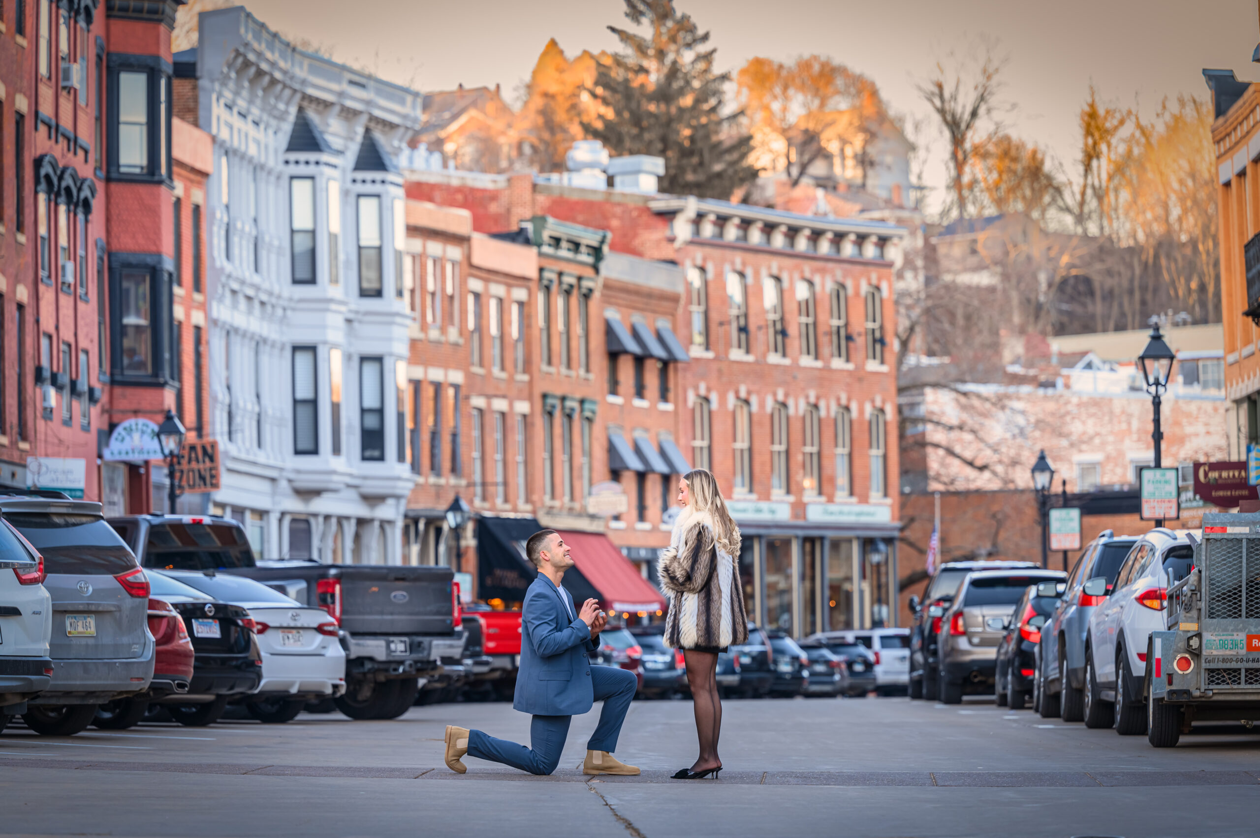 Galena Proposal on Main Street photographed by Amy May Photography