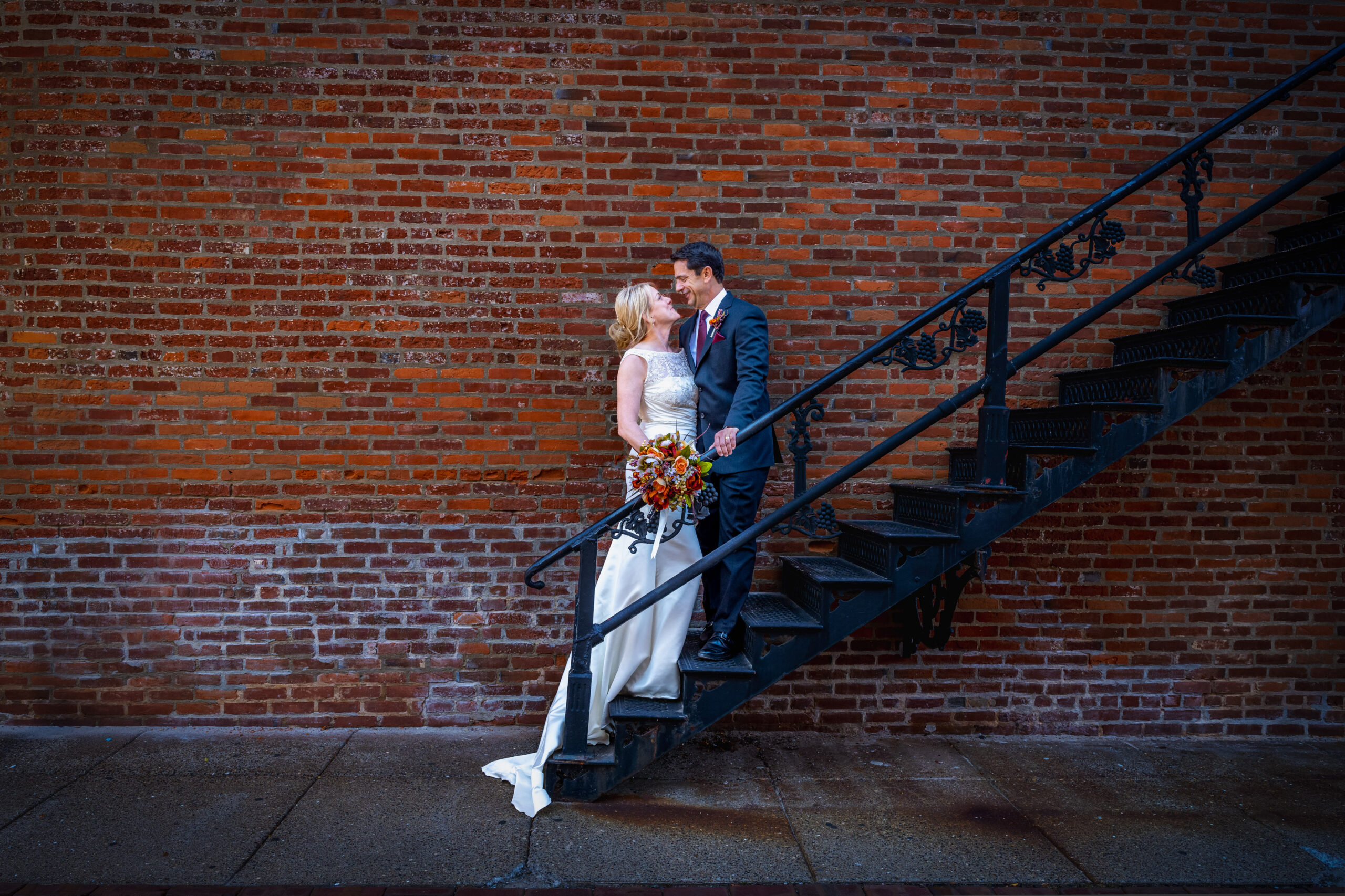 Galena Wedding Couple posing downtown for a photo